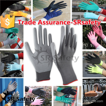 SRSAFETY 13G knitted nylon liner foam latex glove/latex safety gloves